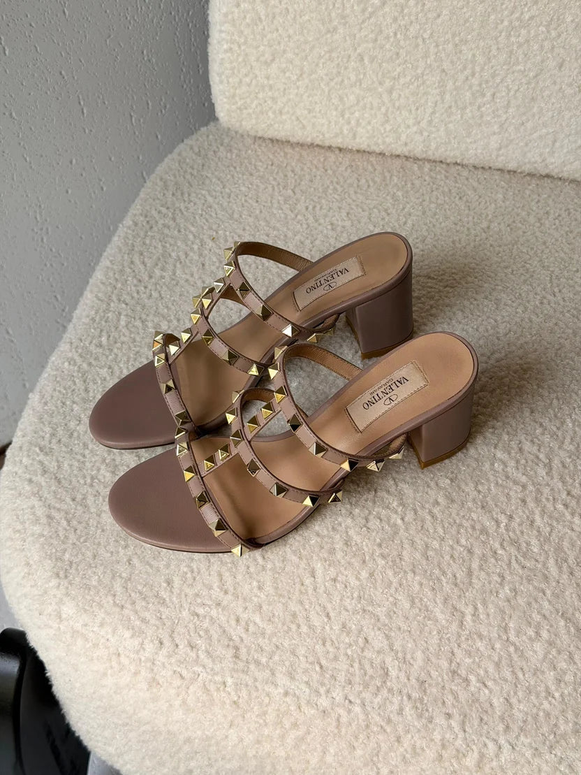 Valentino Garavani Rockstud Calfskin Leather Sandals