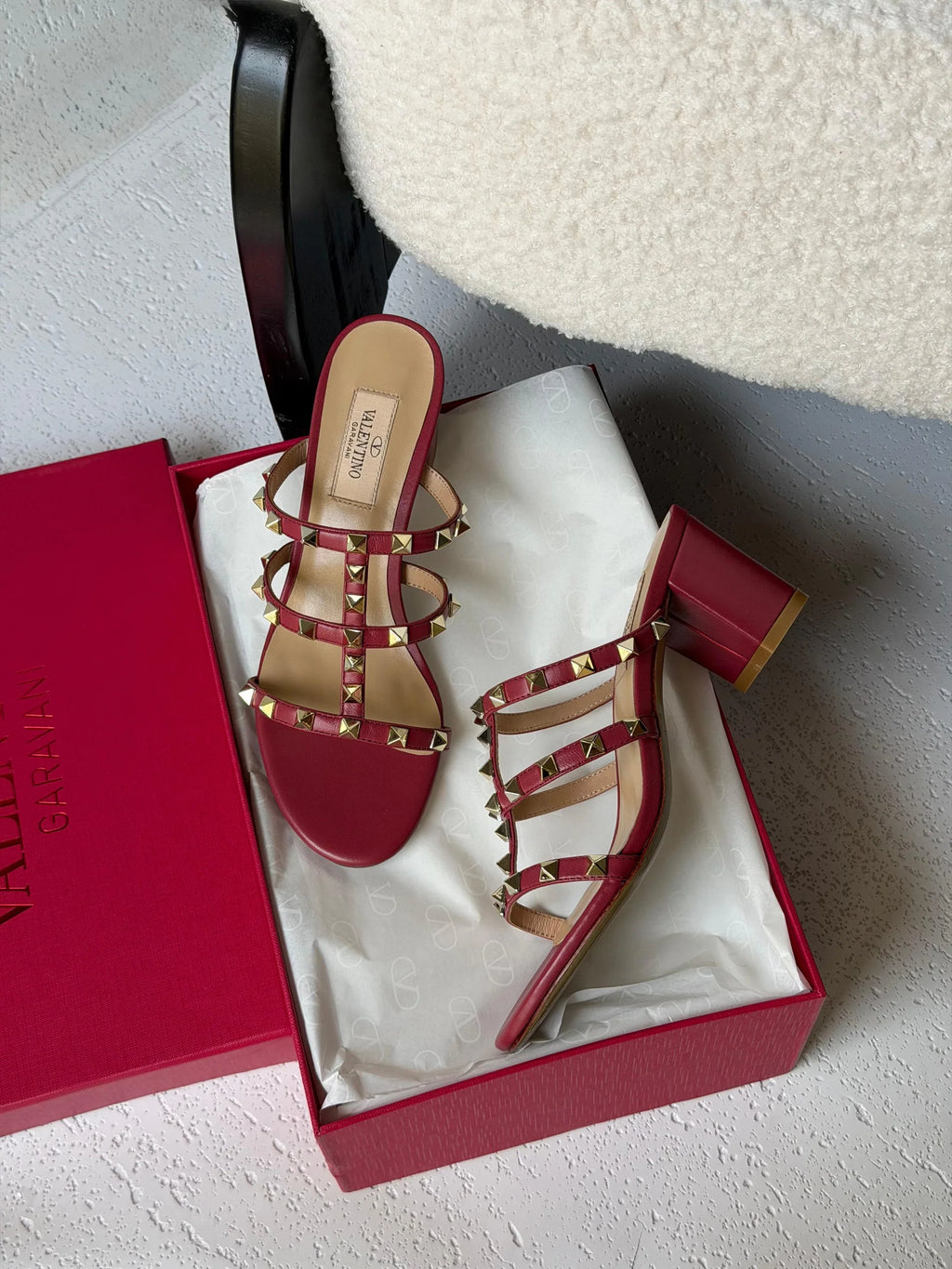 Valentino Garavani Rockstud Calfskin Leather Sandals