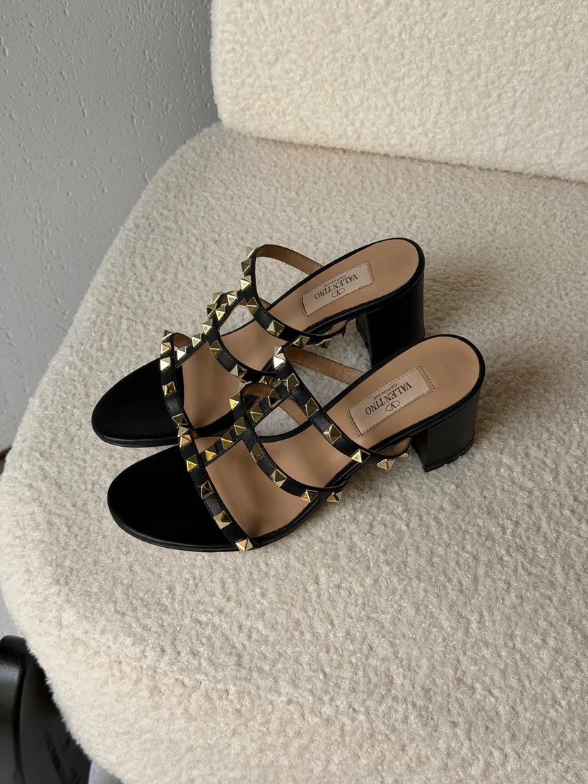 Valentino Garavani Rockstud Calfskin Leather Sandals