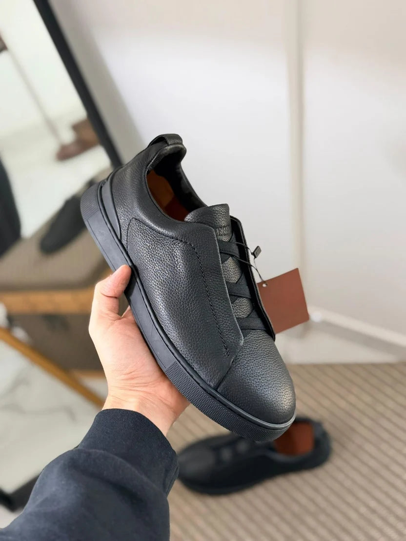 Zegna Triple Stitch Leather Sneaker