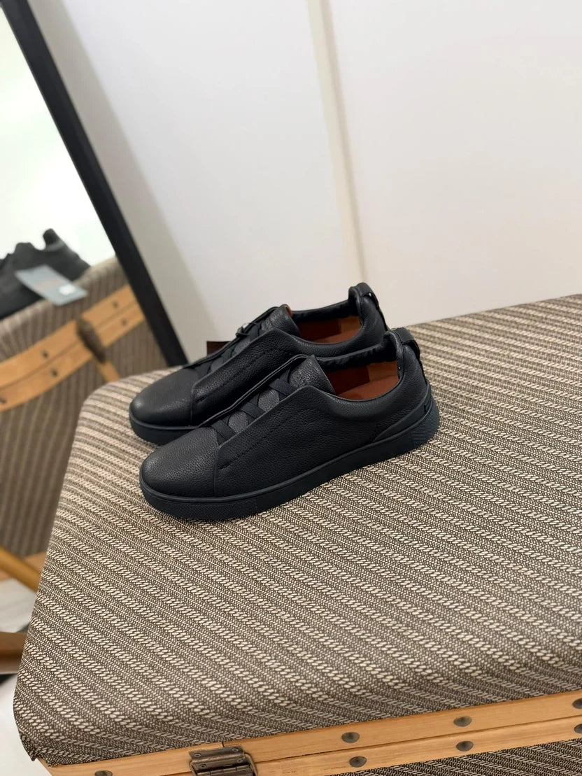 Zegna Triple Stitch Leather Sneaker