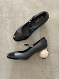 Chanel Mary Janes Lambskin, Patent Calfskin & Imitation Pearls