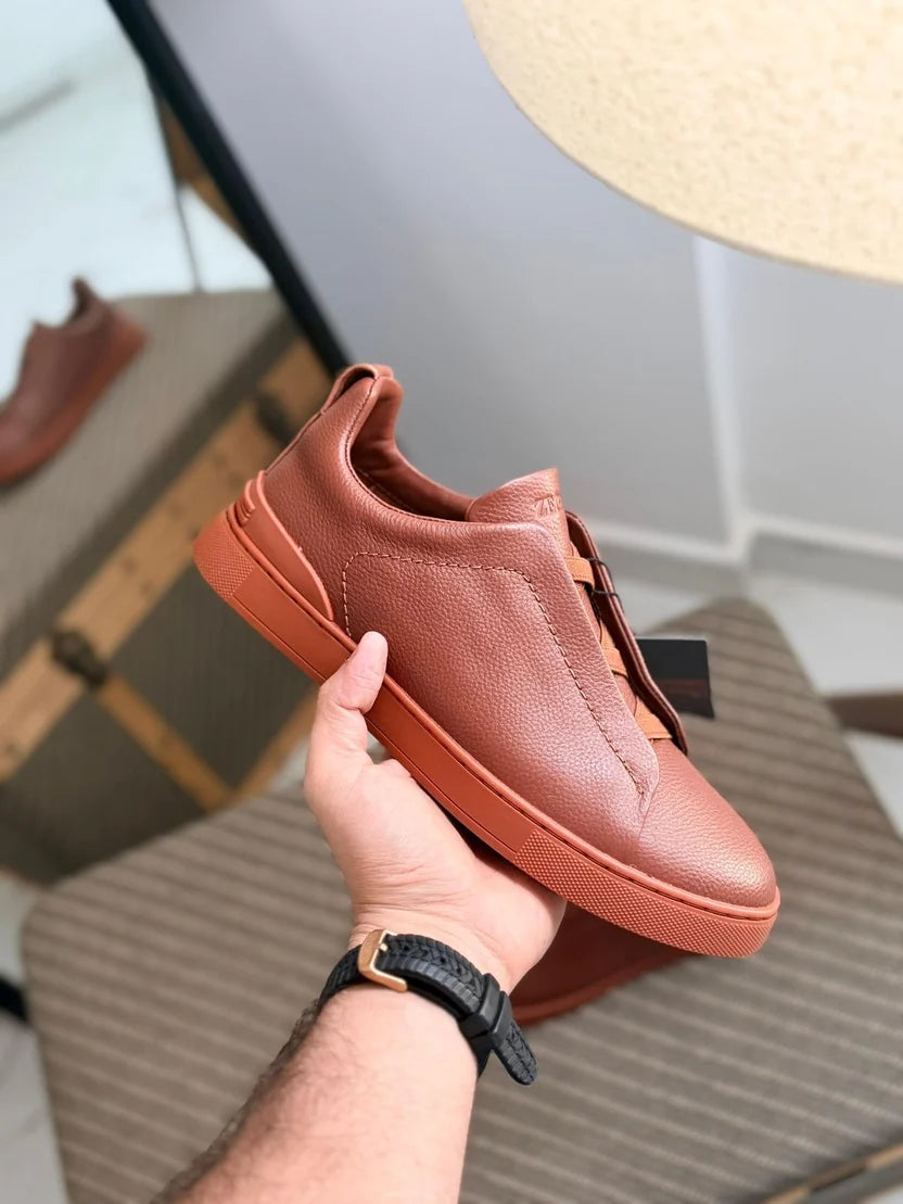 Zegna Triple Stitch Leather Sneaker
