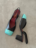 Chanel Lambskin and Patent Calfskin Slingback Pumps