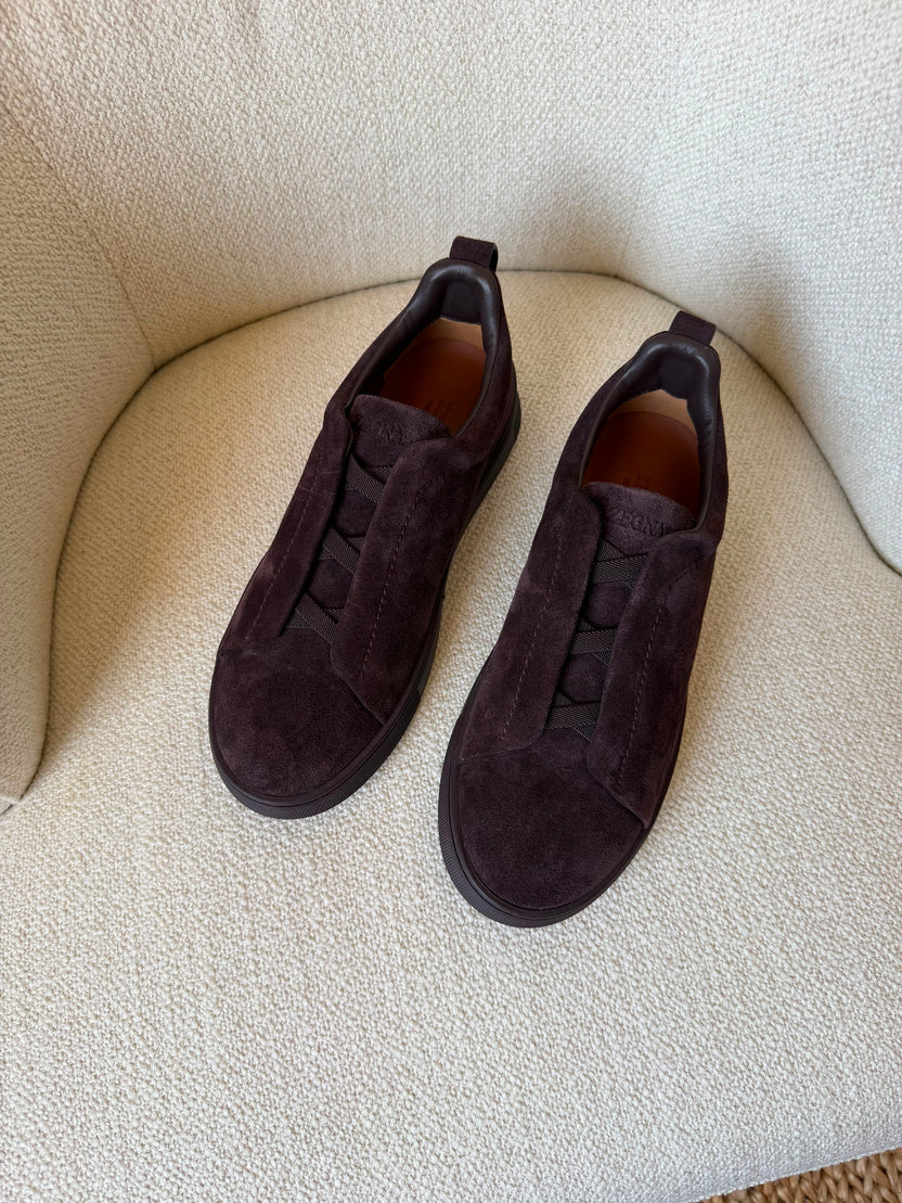 Zegna Utility Suede Triple Stitch Sneakers