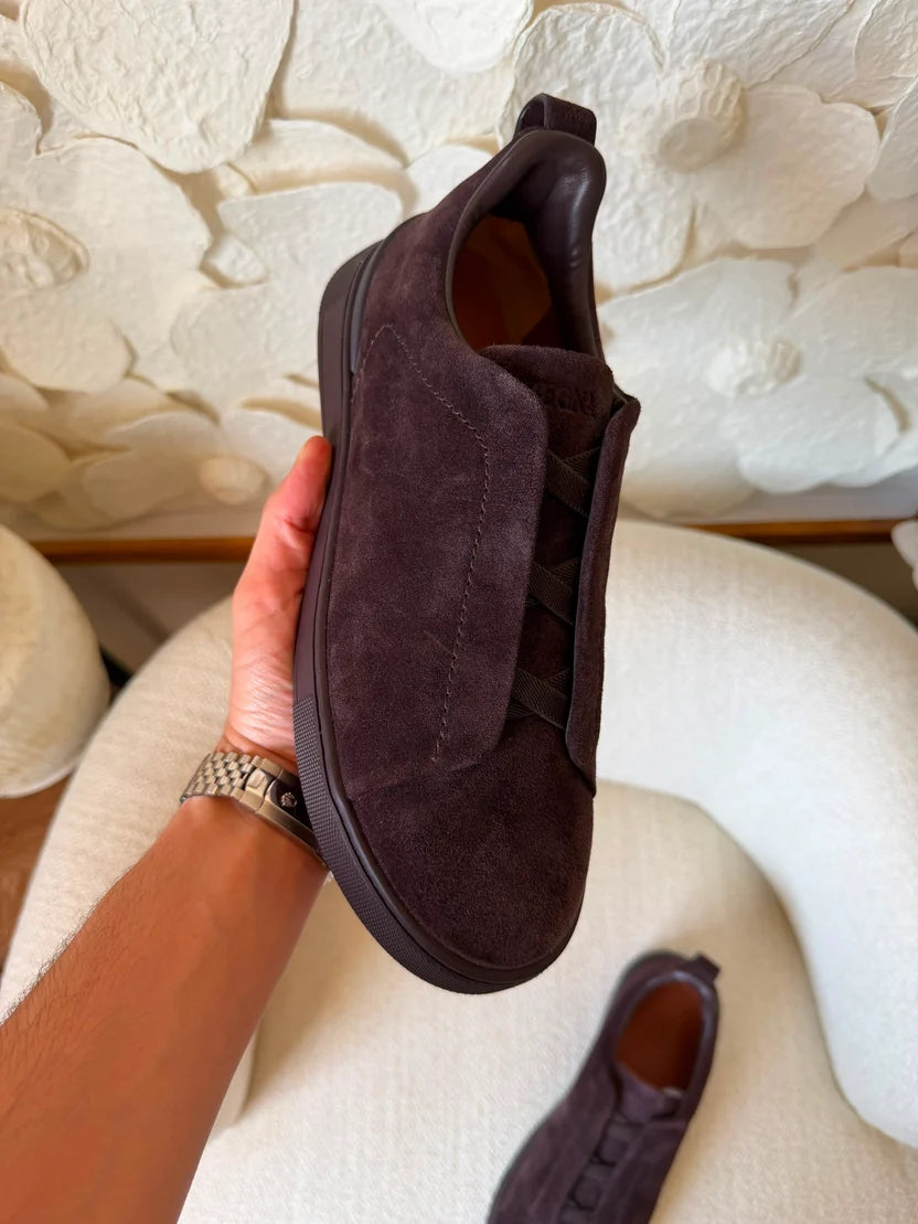 Zegna Utility Suede Triple Stitch Sneakers