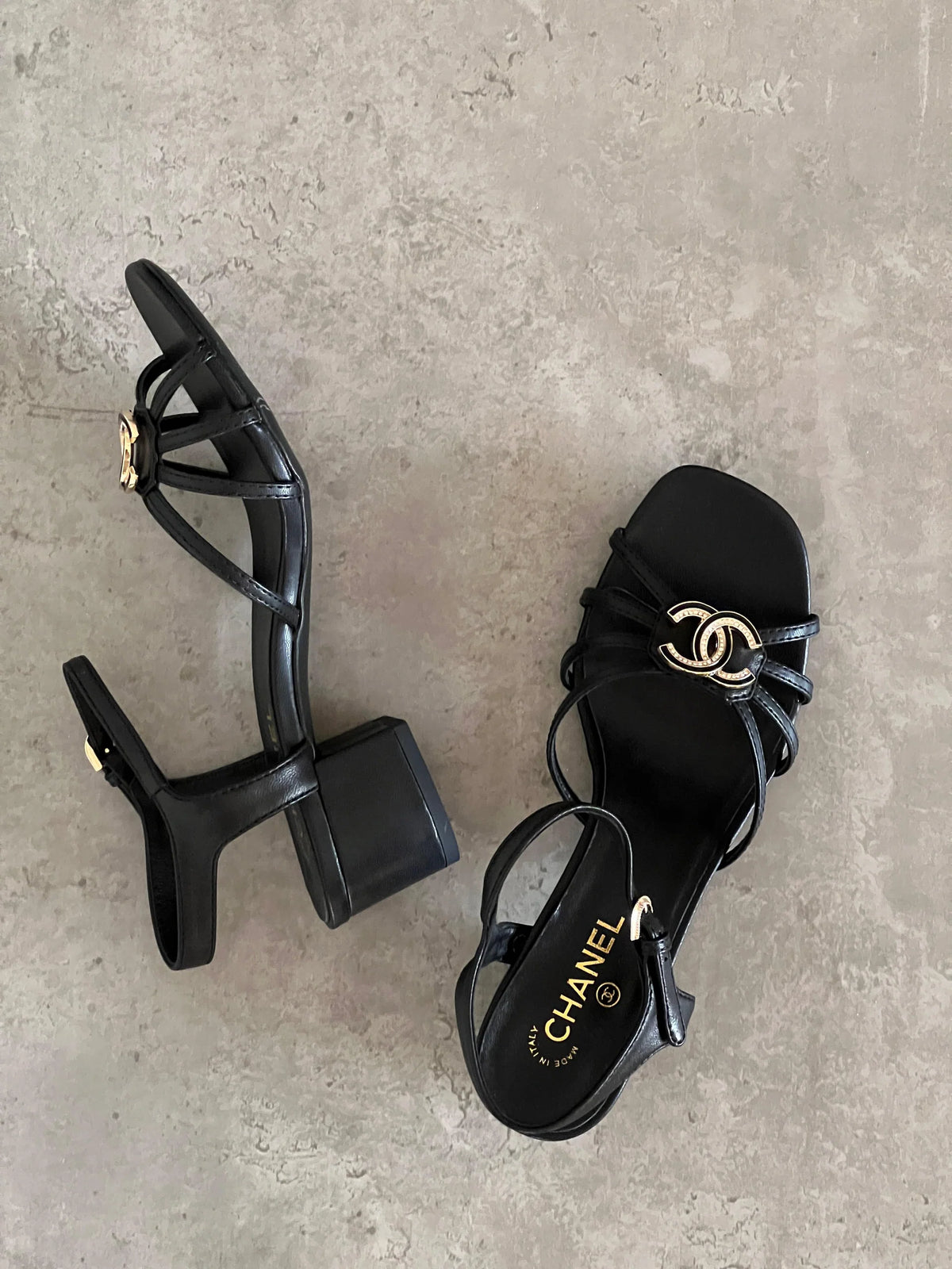 Chanel Lambskin Crystal CC Sandal