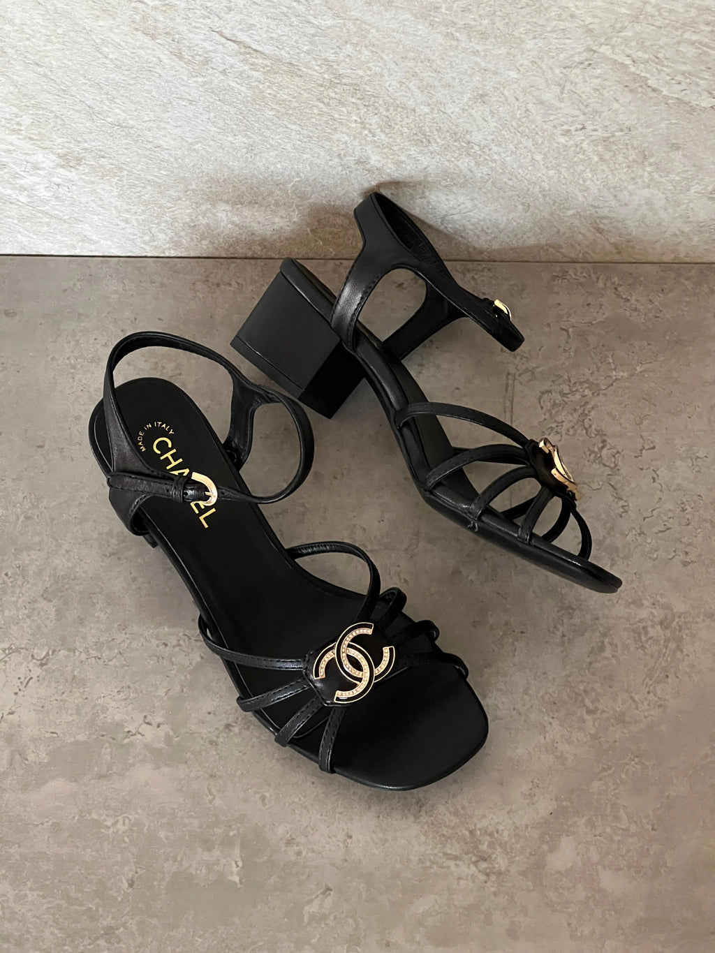 Chanel Lambskin Crystal CC Sandal