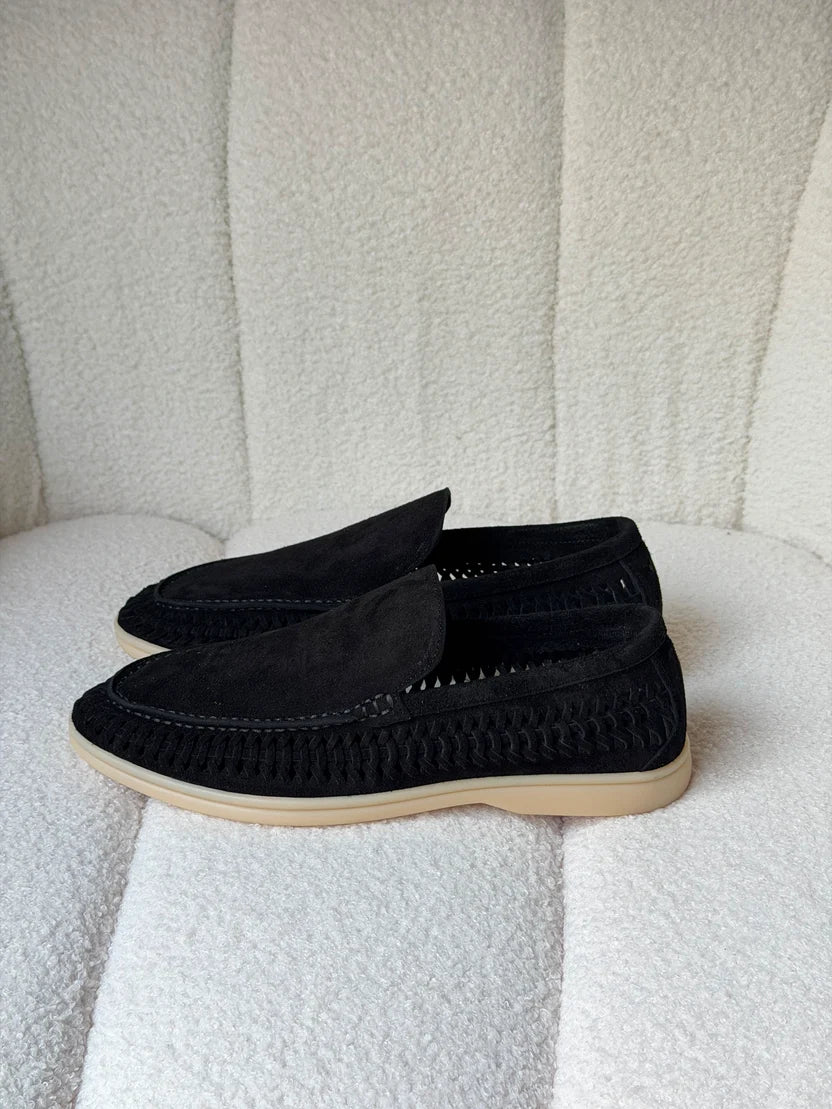 Loro Piana Summer Walk Loafers Woven Suede Edge