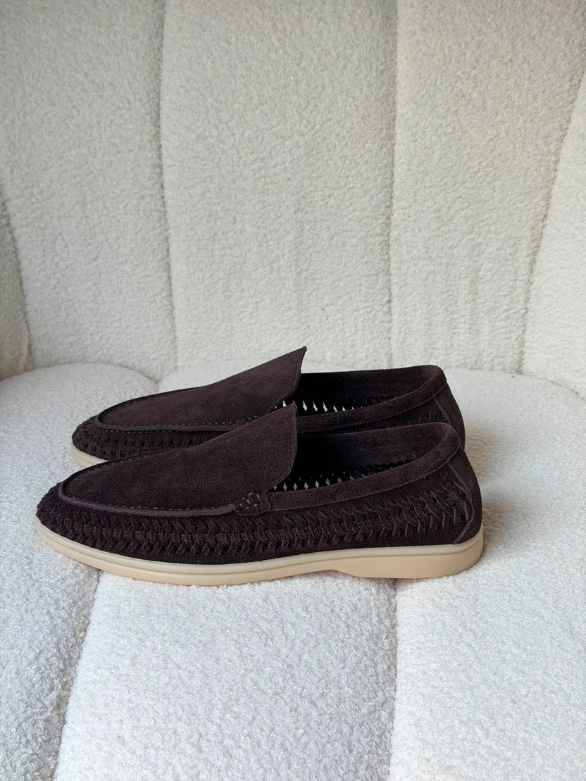 Loro Piana Summer Walk Loafers Woven Suede Edge