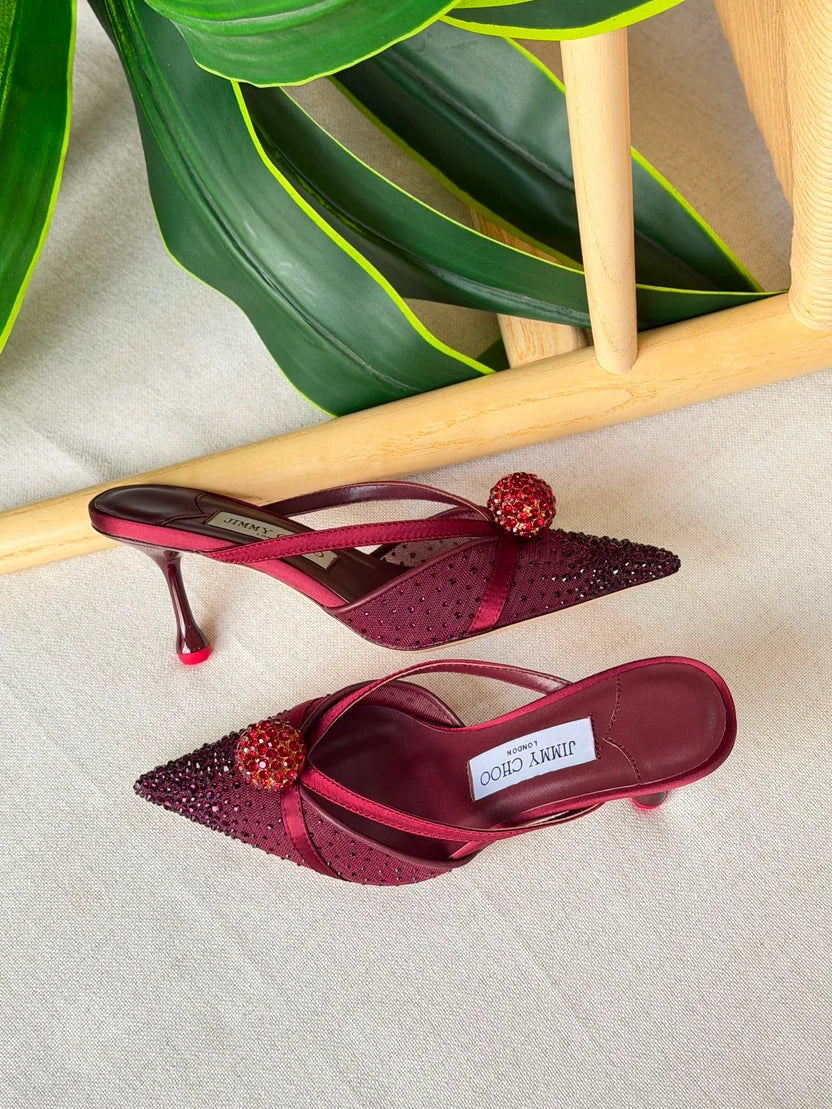 Jimmy Choo Vivi Crystal-Embellished Pointed-Toe Mules