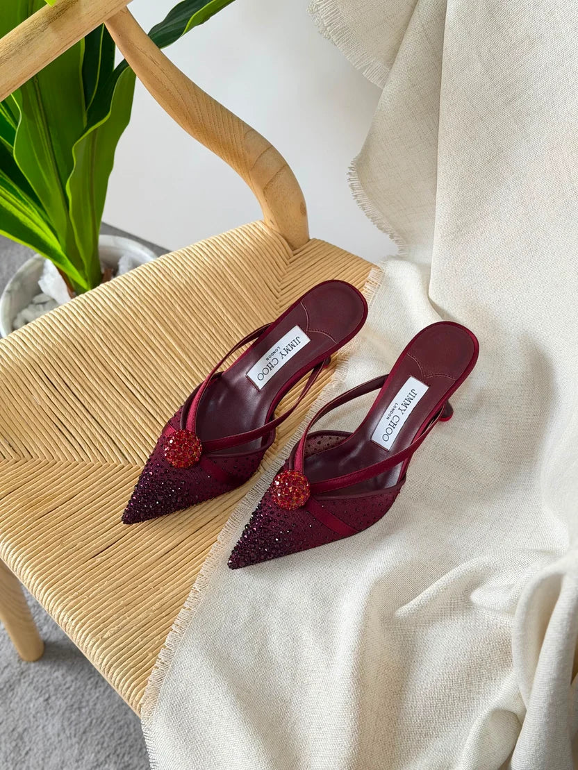Jimmy Choo Vivi Crystal-Embellished Pointed-Toe Mules