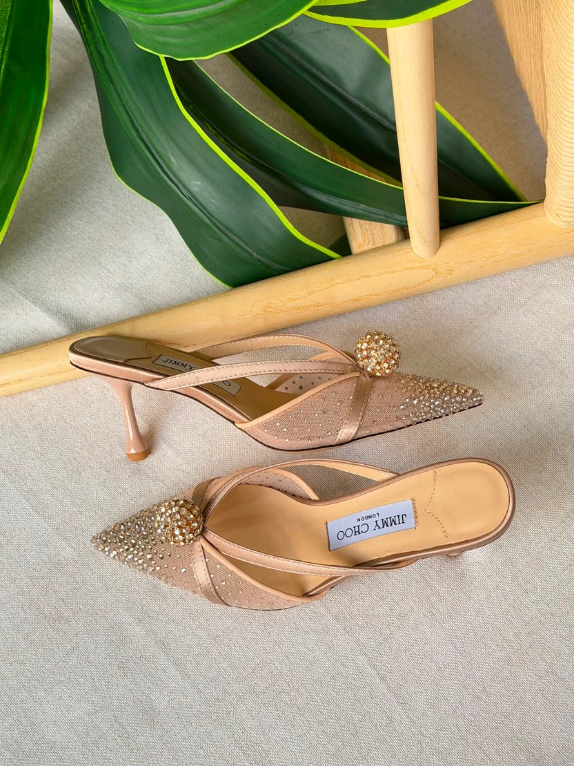 Jimmy Choo Vivi Crystal-Embellished Pointed-Toe Mules