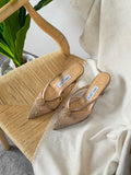 Jimmy Choo Vivi Crystal-Embellished Pointed-Toe Mules