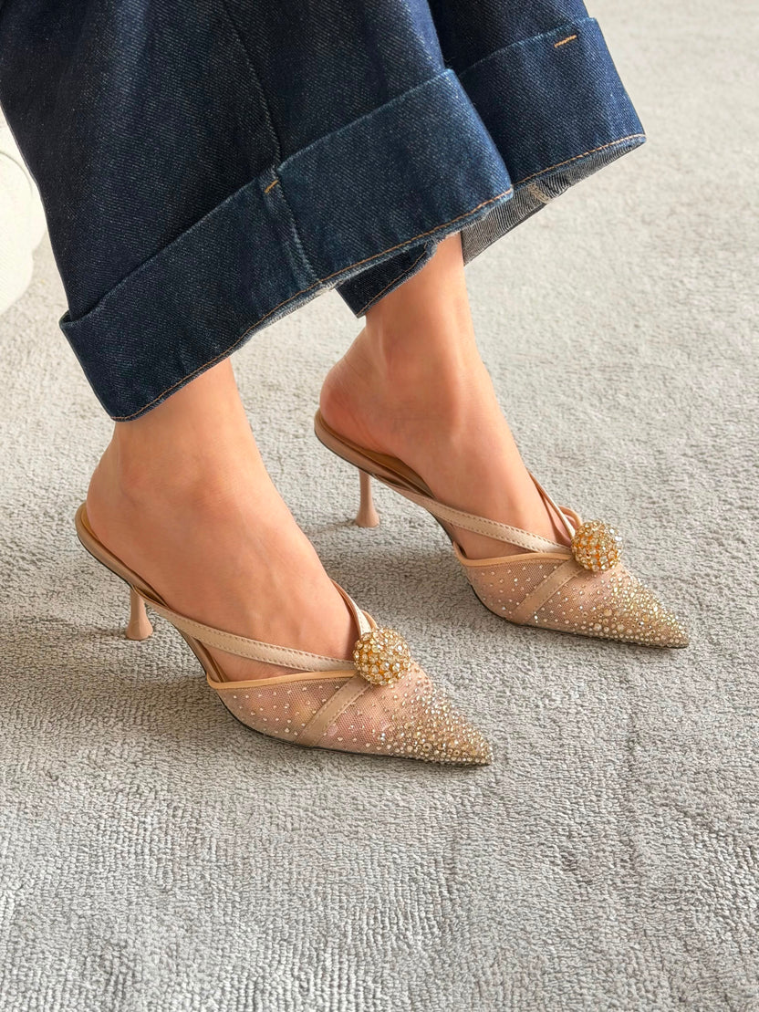 Jimmy Choo Vivi Crystal-Embellished Pointed-Toe Mules