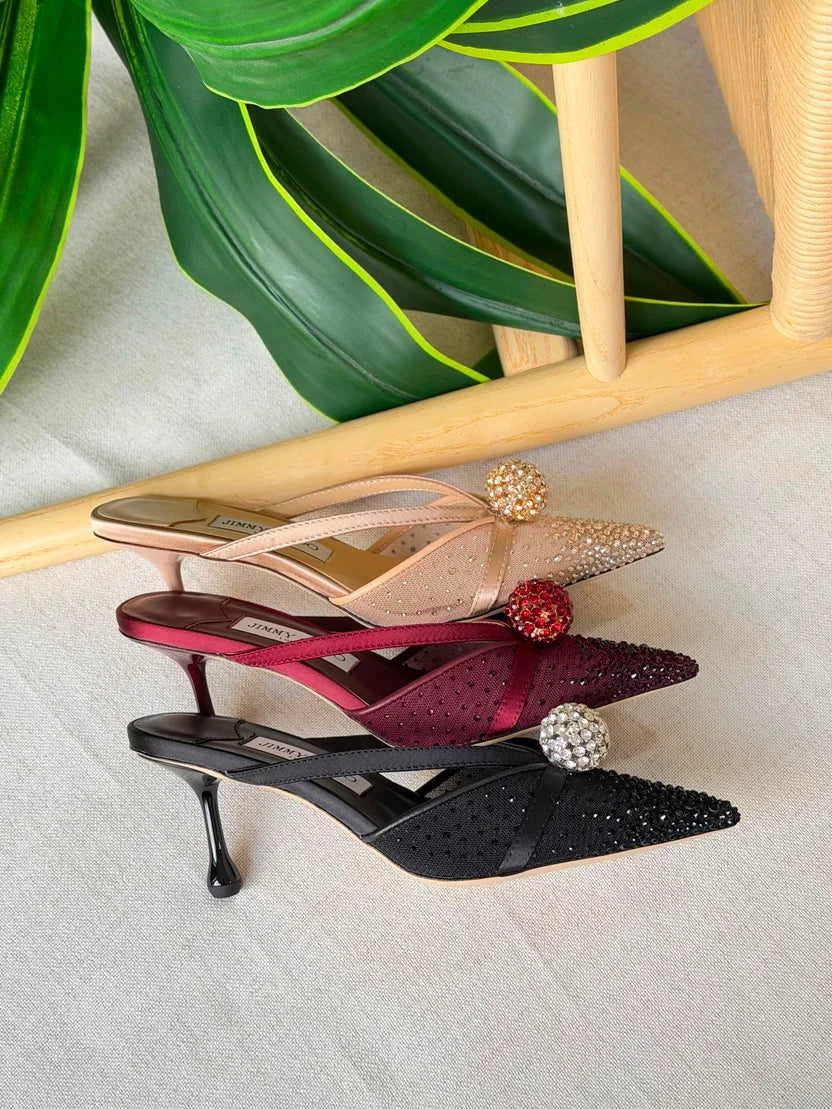 Jimmy Choo Vivi Crystal-Embellished Pointed-Toe Mules