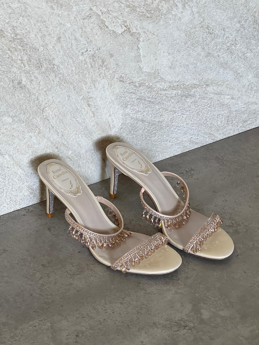 Rene Caovilla Satin Chandelier Heeled Mules