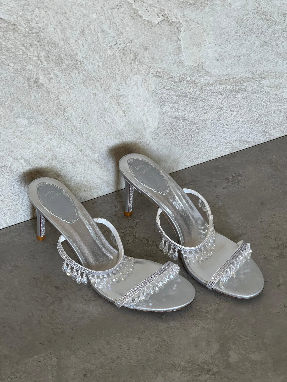 Rene Caovilla Satin Chandelier Heeled Mules