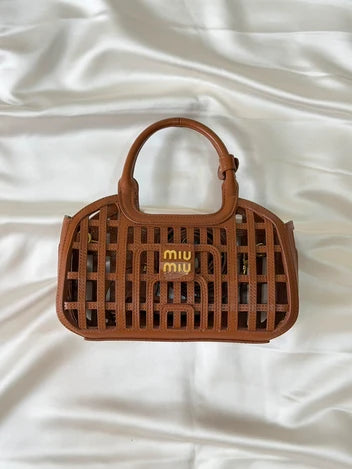 Miu Miu Cognac Leather Basket Bag