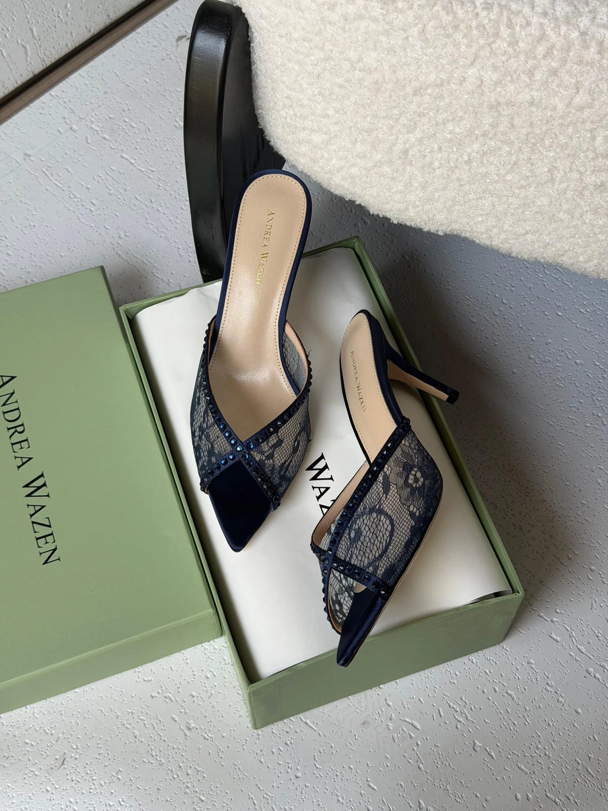 Andrea Wazen Katy 75 Lace Mules