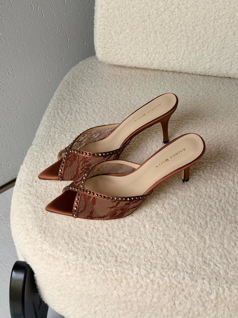 Andrea Wazen Katy 75 Lace Mules