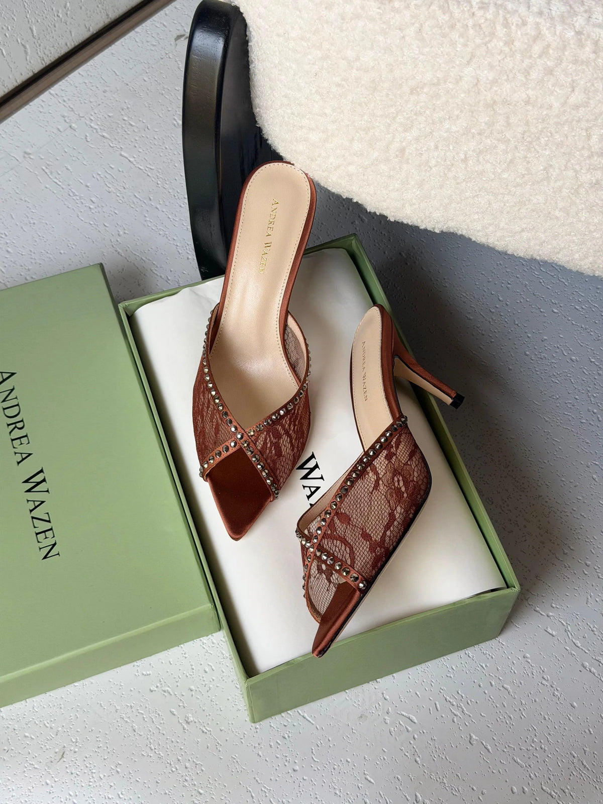 Andrea Wazen Katy 75 Lace Mules