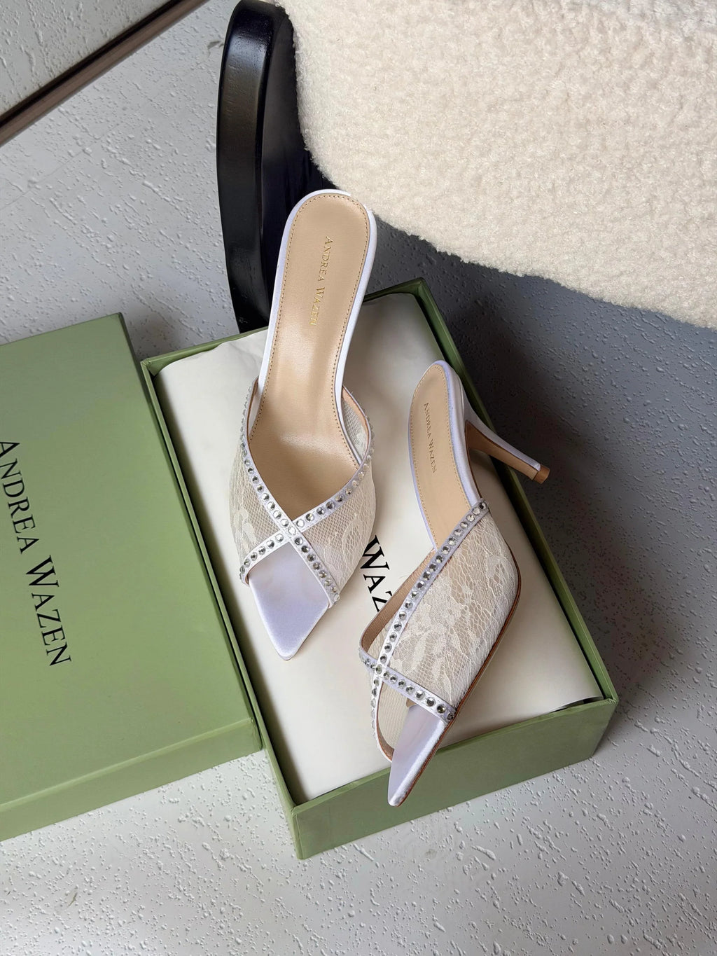 Andrea Wazen Katy 75 Lace Mules