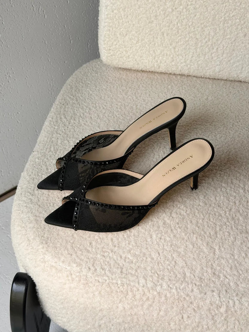 Andrea Wazen Katy 75 Lace Mules