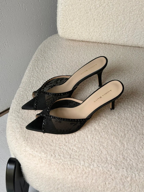 Andrea Wazen Katy 75 Lace Mules