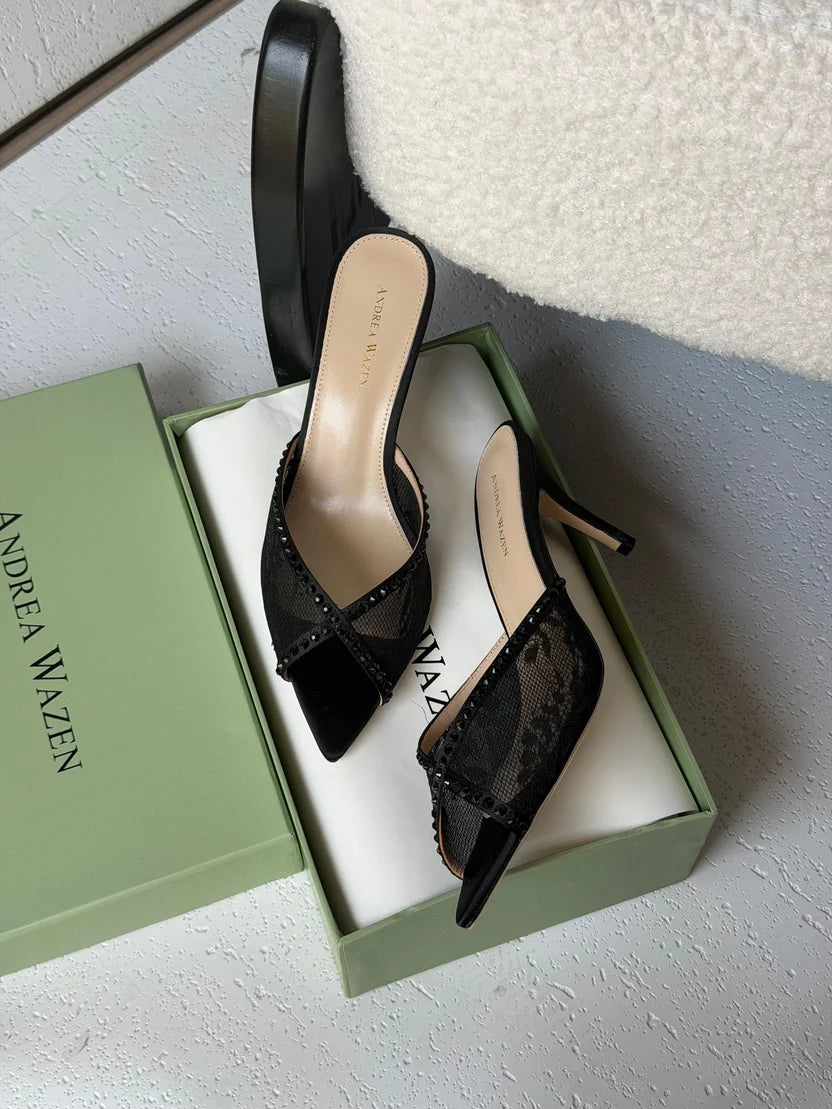 Andrea Wazen Katy 75 Lace Mules