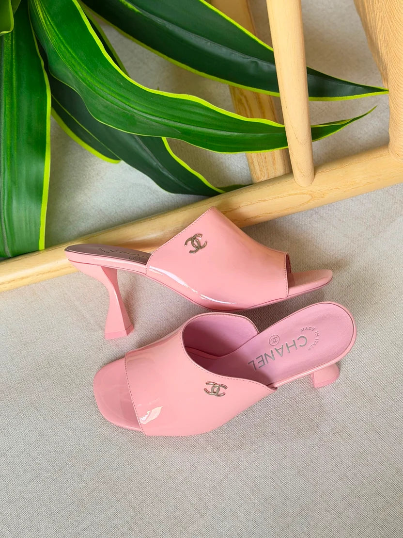 Chanel Patent Calfskin Heeled Mules