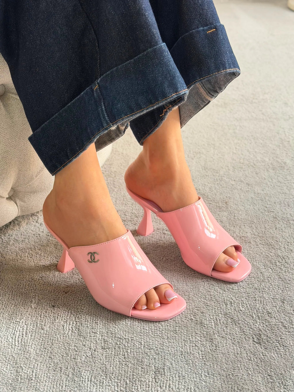 Chanel Patent Calfskin Heeled Mules