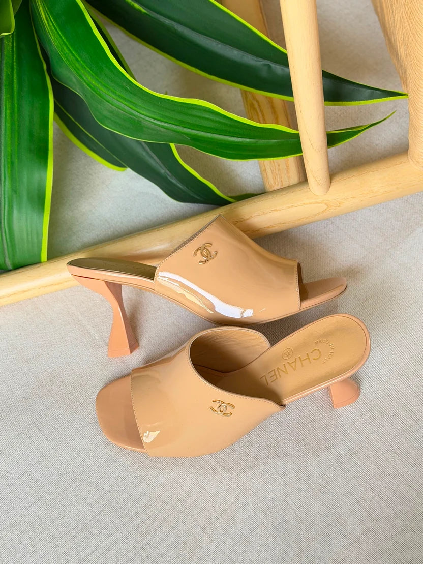 Chanel Patent Calfskin Heeled Mules