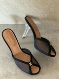 Chanel Mesh Peep-Toe CC Mules