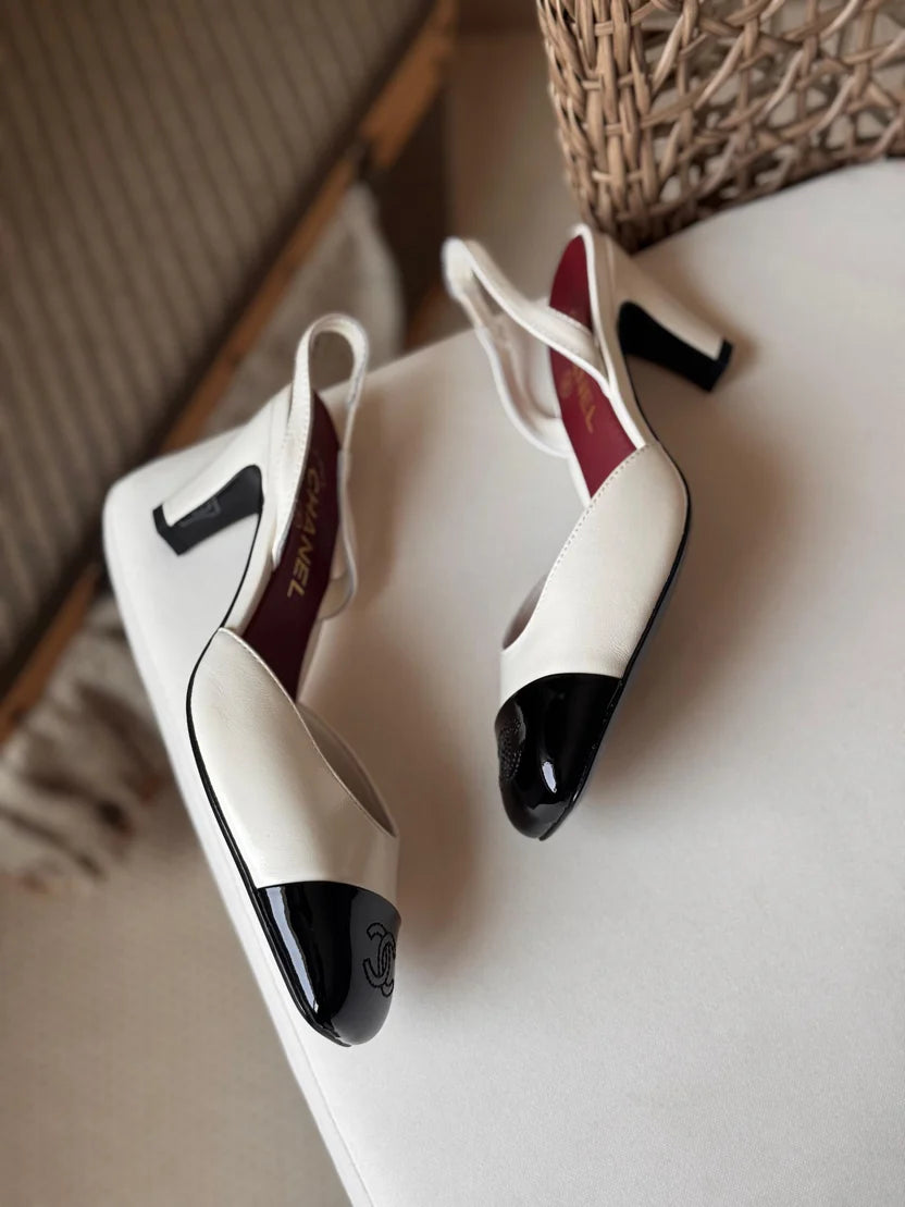 Chanel Lambskin & Patent Calfskin Slingbacks