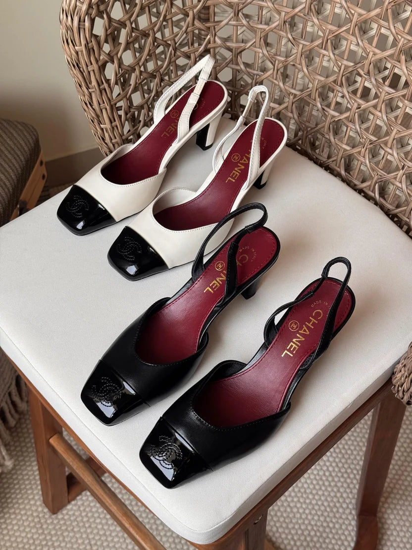 Chanel Lambskin & Patent Calfskin Slingbacks
