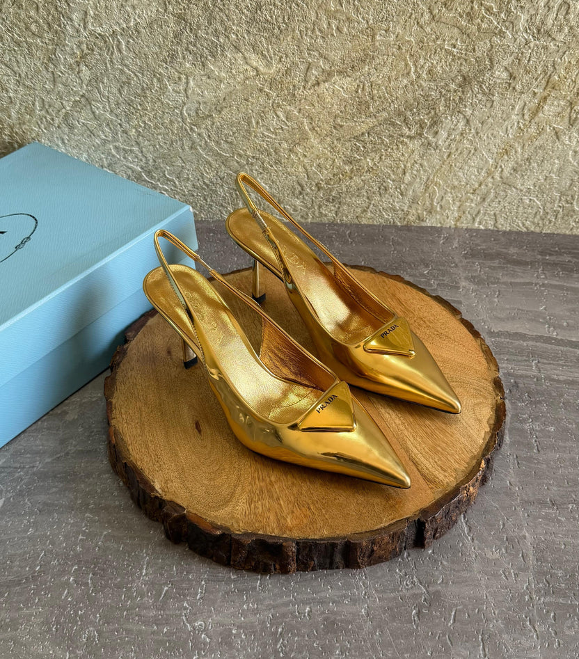 Prada Brushed Leather Slingback Pumps