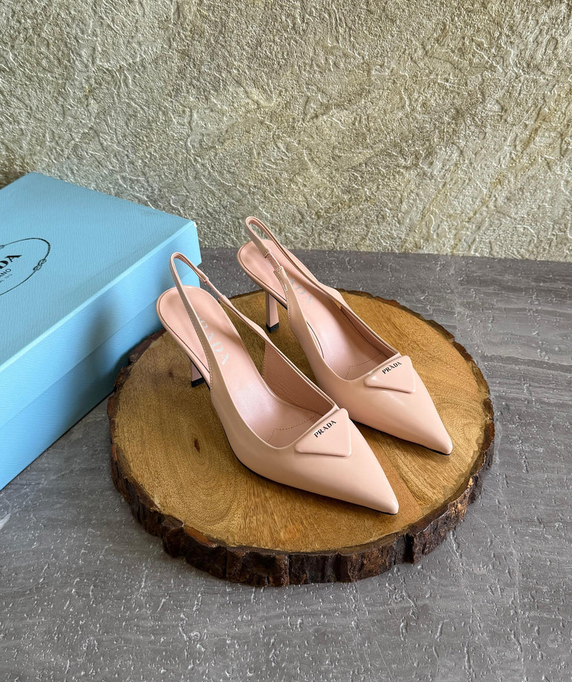 Prada Brushed Leather Slingback Pumps