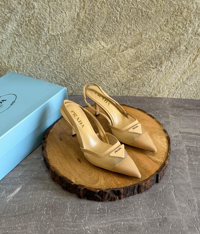 Prada Mesh Fabric Slingback Pumps