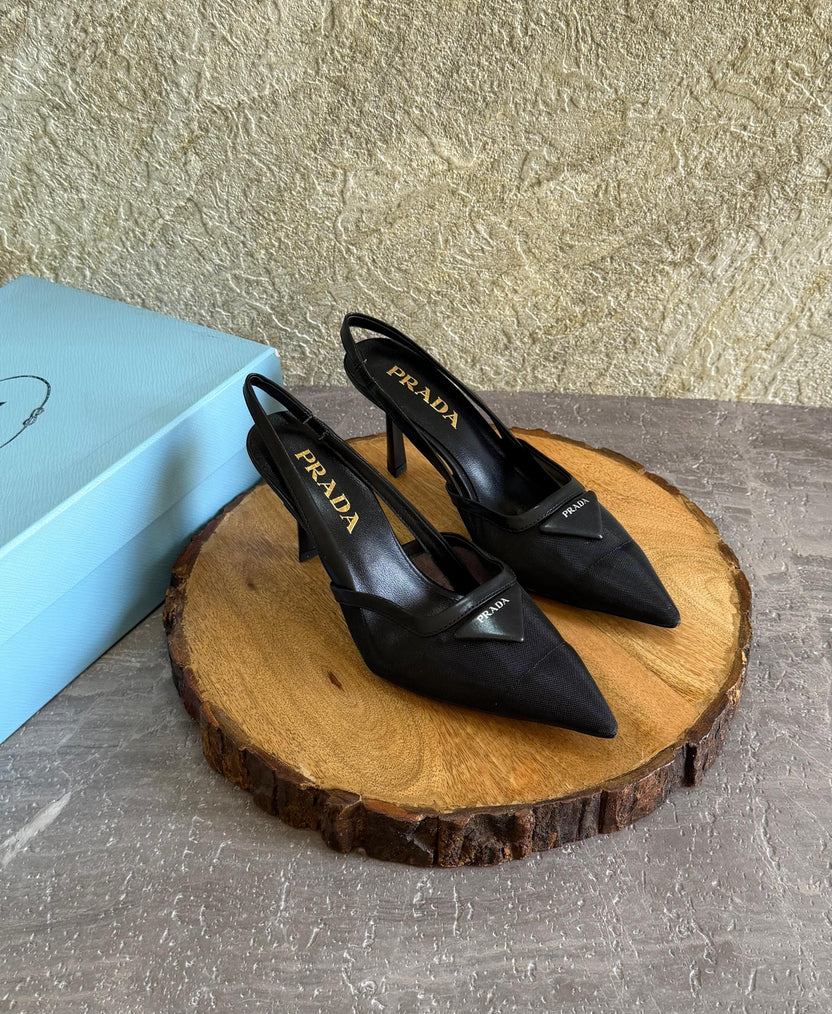 Prada Brushed Leather Slingback Pumps