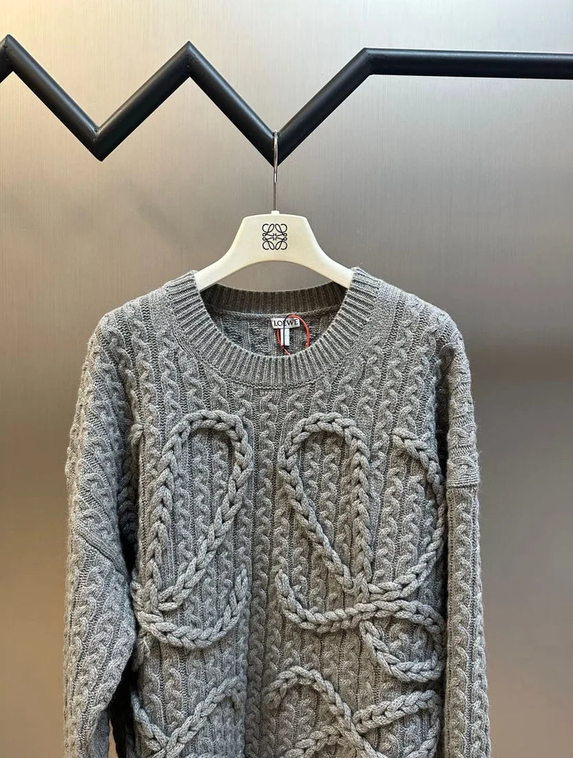 Loewe Anagram Cable-Knit Wool Jumper