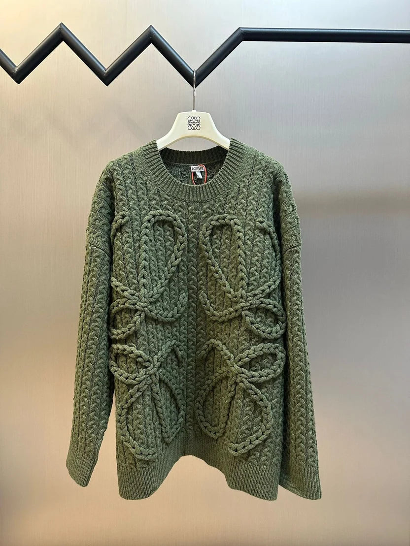 Loewe Anagram Cable-Knit Wool Jumper