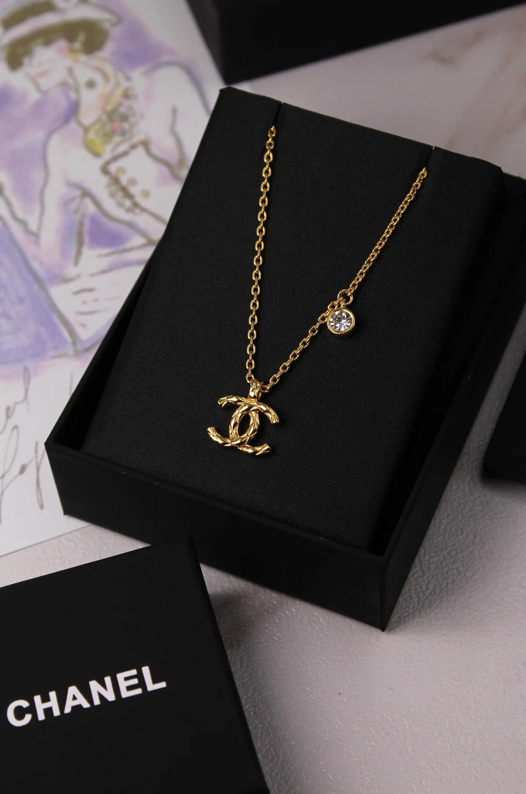 Chanel Textured Quilted CC Necklace & Earrings Set
