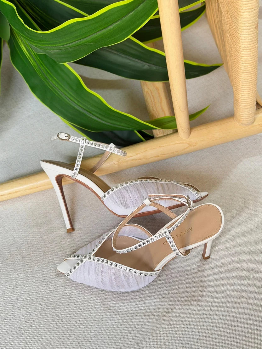 Andrea Wazen Katy 105 Crystal Sandals