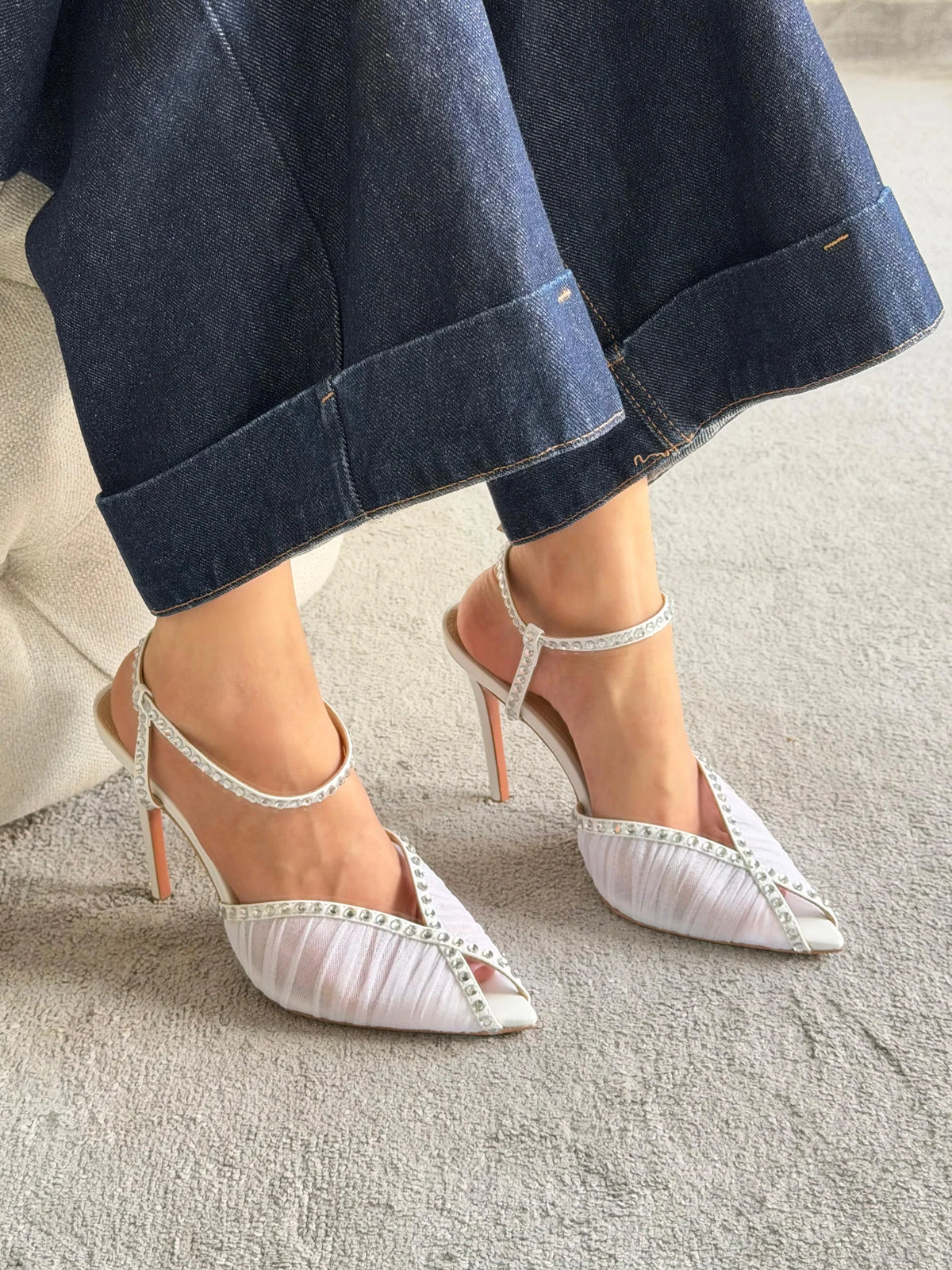 Andrea Wazen Katy 105 Crystal Sandals