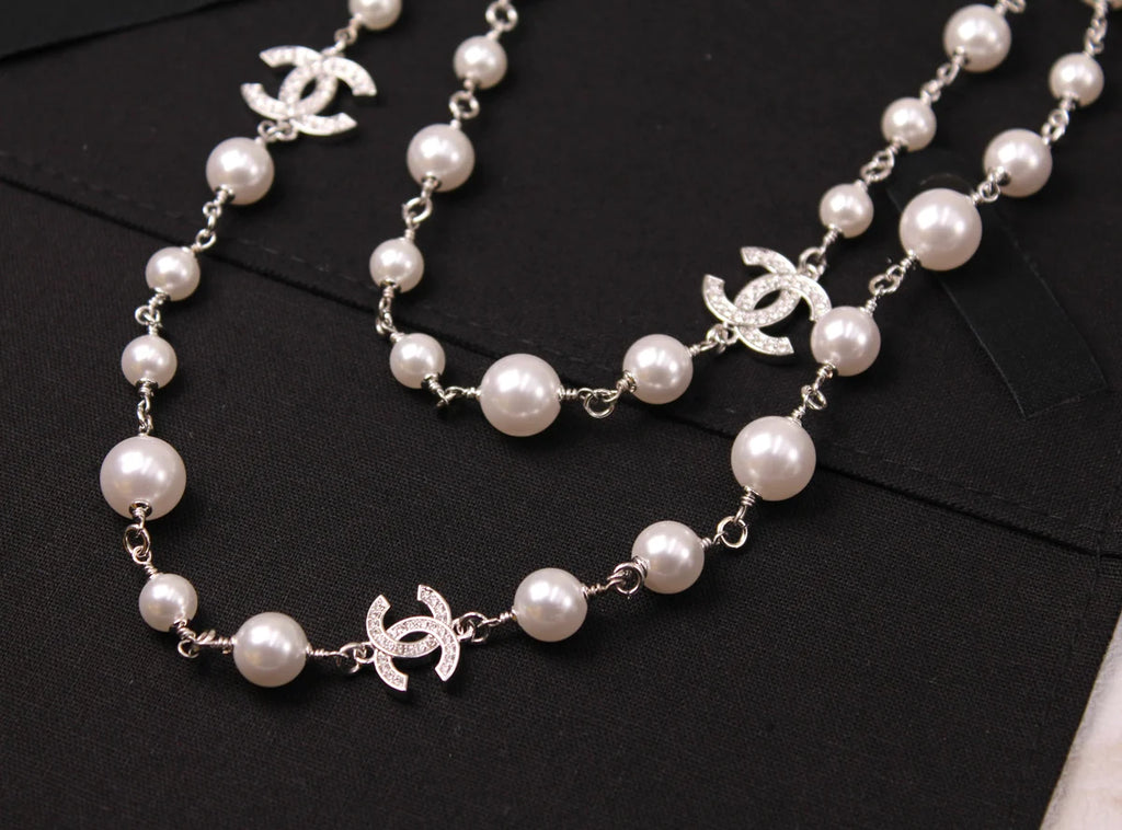 Chanel Crystal CC Star & Tear-Drop Charm Necklace & Earrings Set