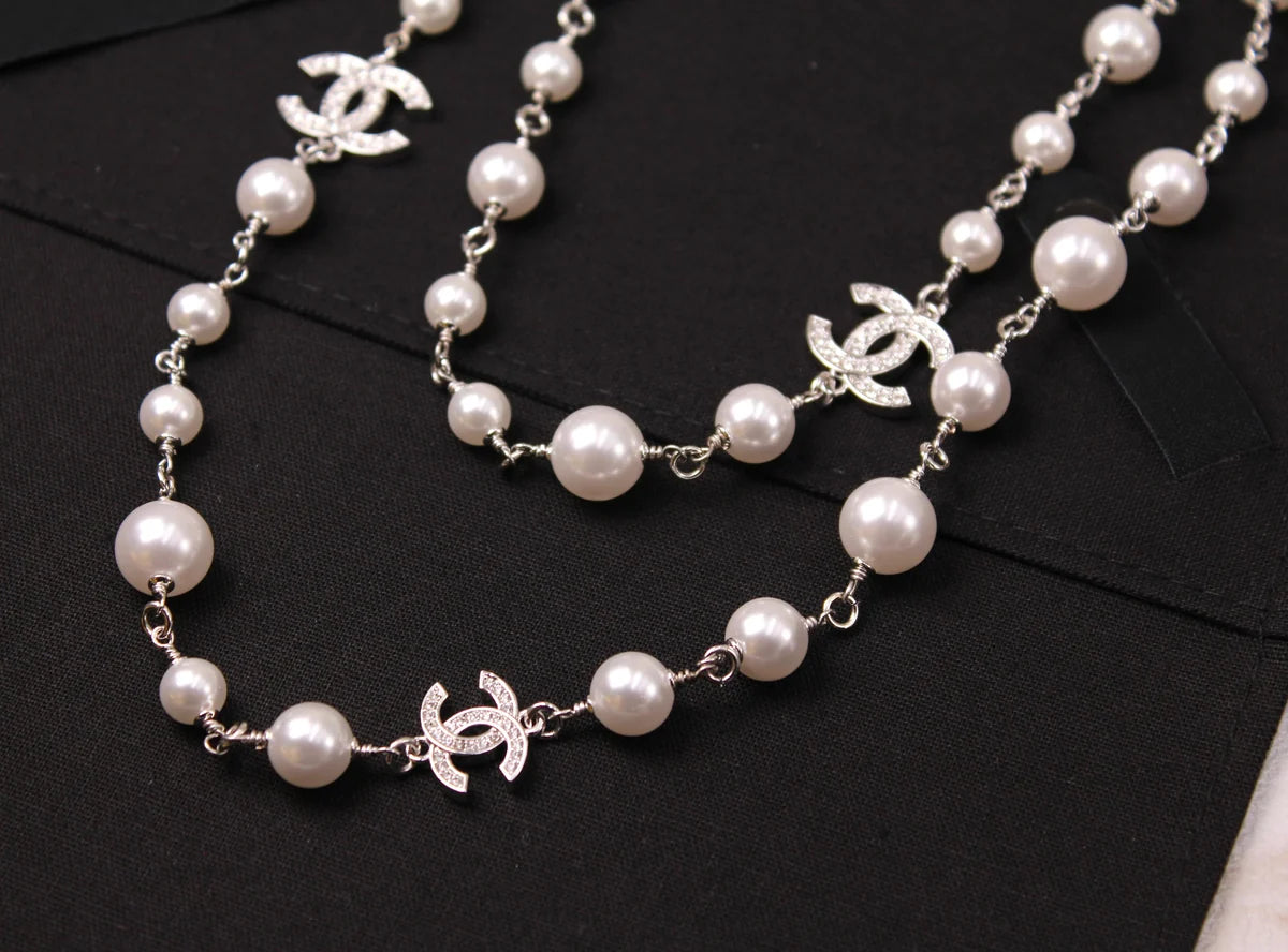 Chanel Crystal CC Star & Tear-Drop Charm Necklace & Earrings Set