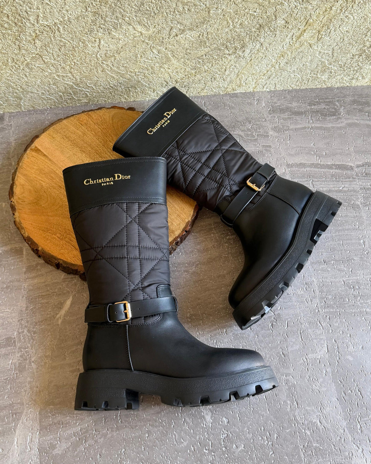 Dior D-Town Boots in Black Calfskin and Nylon
