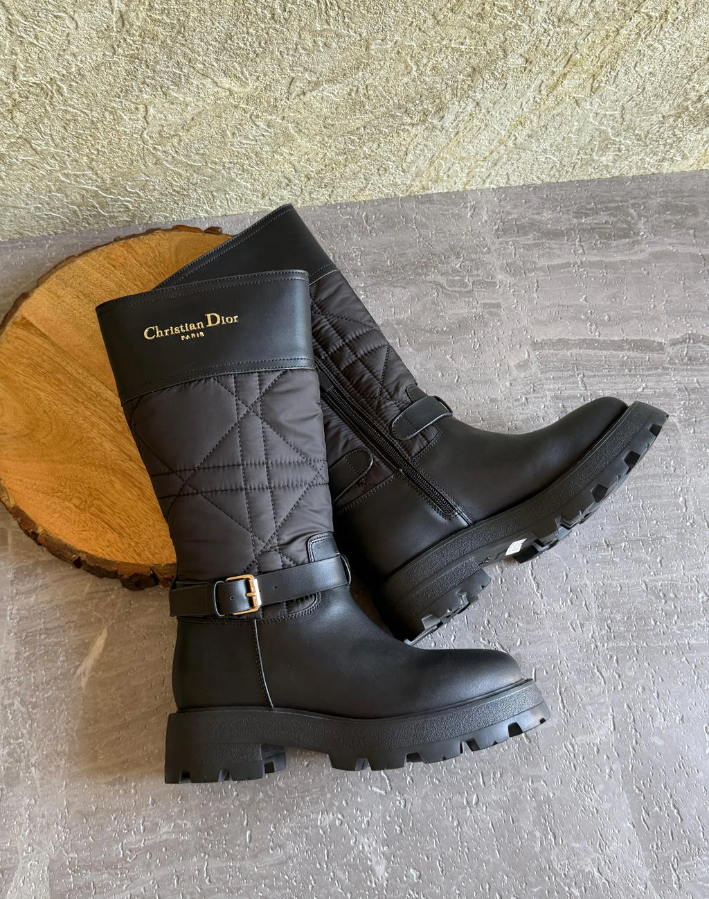 Dior D-Town Boots in Black Calfskin and Nylon