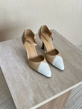Chanel Chevron-Stitched Two-Tone Mary Jane Pumps